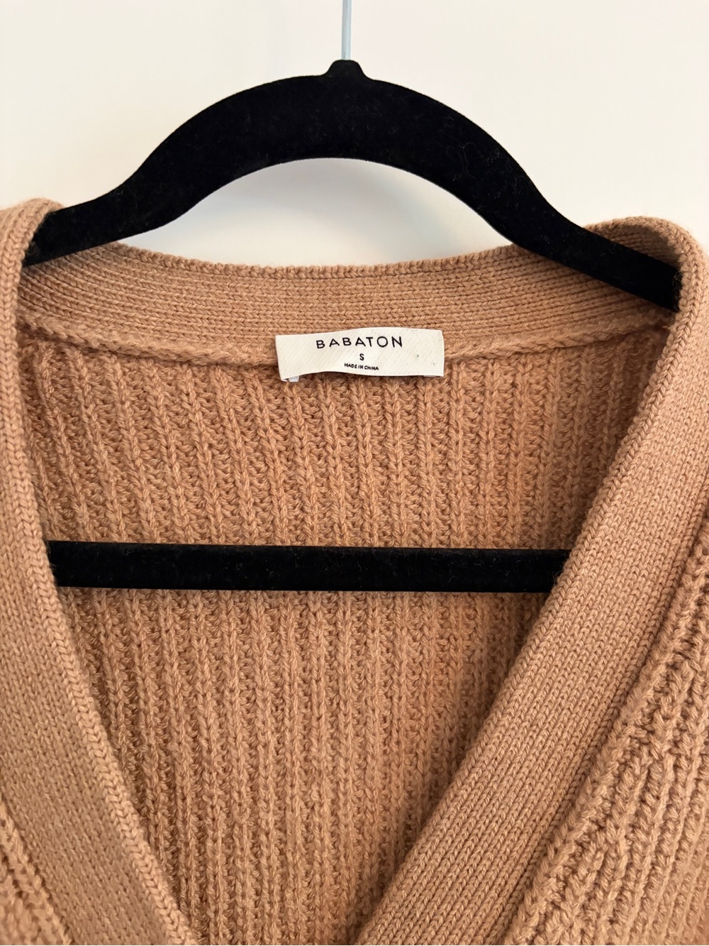 Babaton Cropped V-Neck Cardigan in Camel - Picture 3 of 5